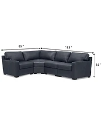 Radley 113" 4-Pc. Leather Wedge Sectional, Created for Macy's