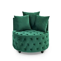 Streamdale Green velvet swivel chair with 3 pillows & wheels