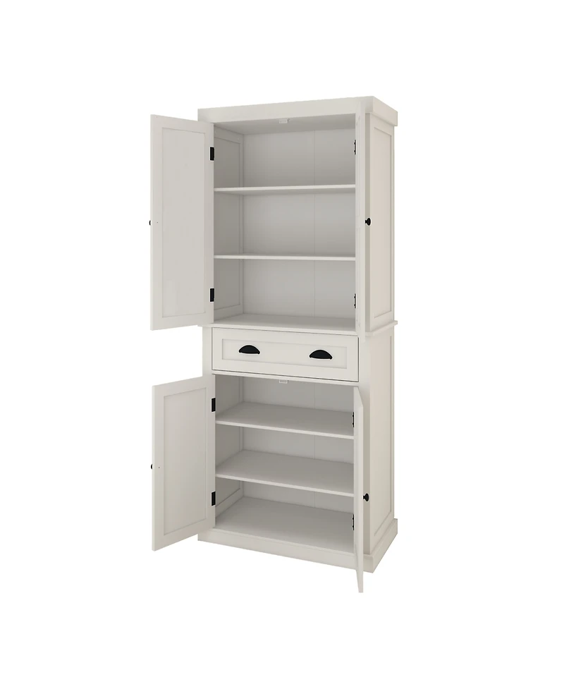 Streamdale Furniture Four-Door, One-Drawer Cabinet, Field Grid Model-White