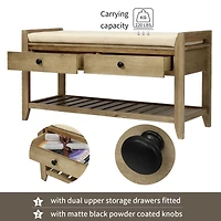 Shoe Rack With Cushioned Seat And Drawers, Multipurpose Entryway Storage Bench