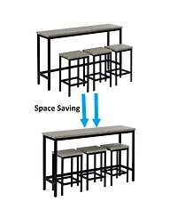 Simplie Fun Counter Height Extra Long Dining Table Set With 3 Stools Pub Kitchen Set Side Table With Foot