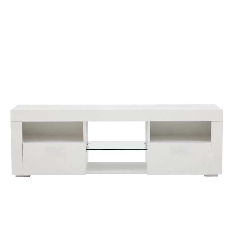 Simplie Fun Modern Tv Stand With Led Lights, High Glossy Front Tv Cabinet