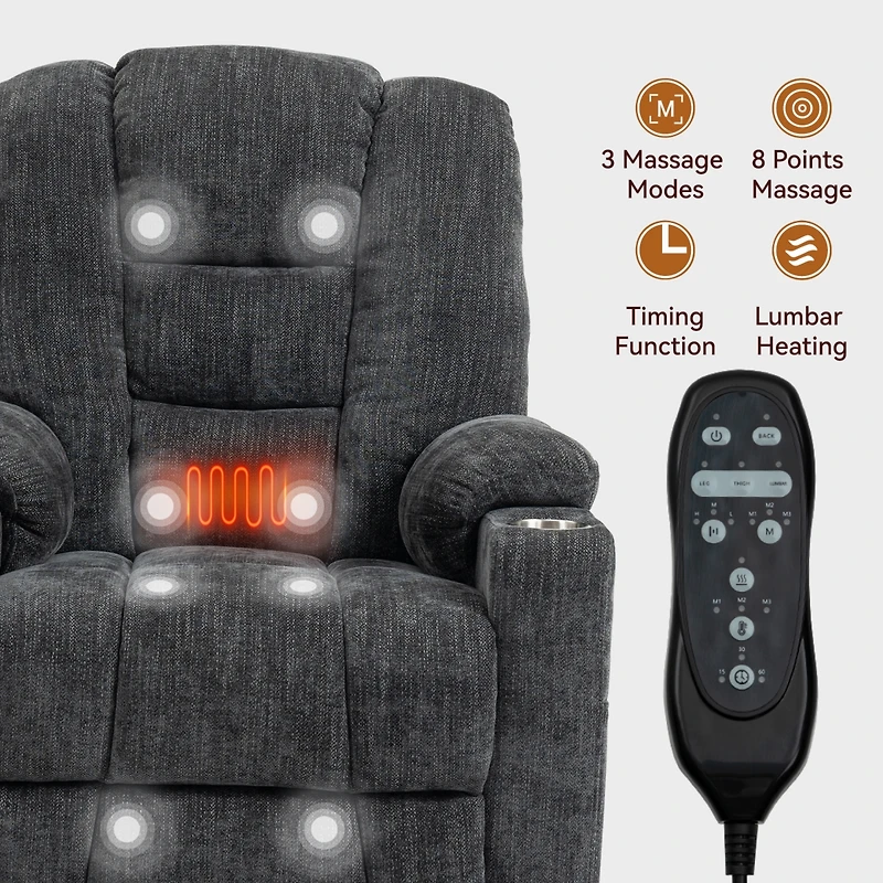 Streamdale Furniture Massage Recliner Chair with Heat and USB_ports