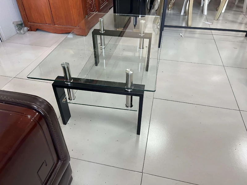 Streamdale Clear Glass Coffee Table with 2-Tier Design