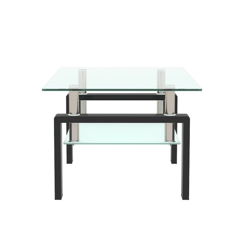Modern Black Glass Coffee Table Set for Living Room