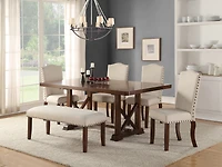 Streamdale Cream Upholstered Dining Chairs Set of 2 with Nailheads
