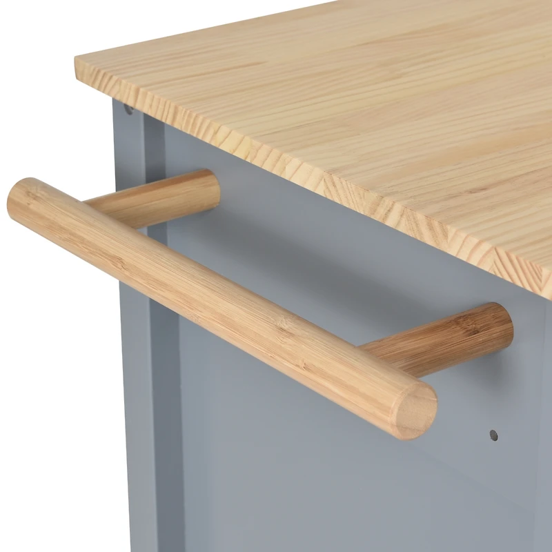 Streamdale Portable Kitchen Island Cart with Wheels, 54.3", Grey Blue