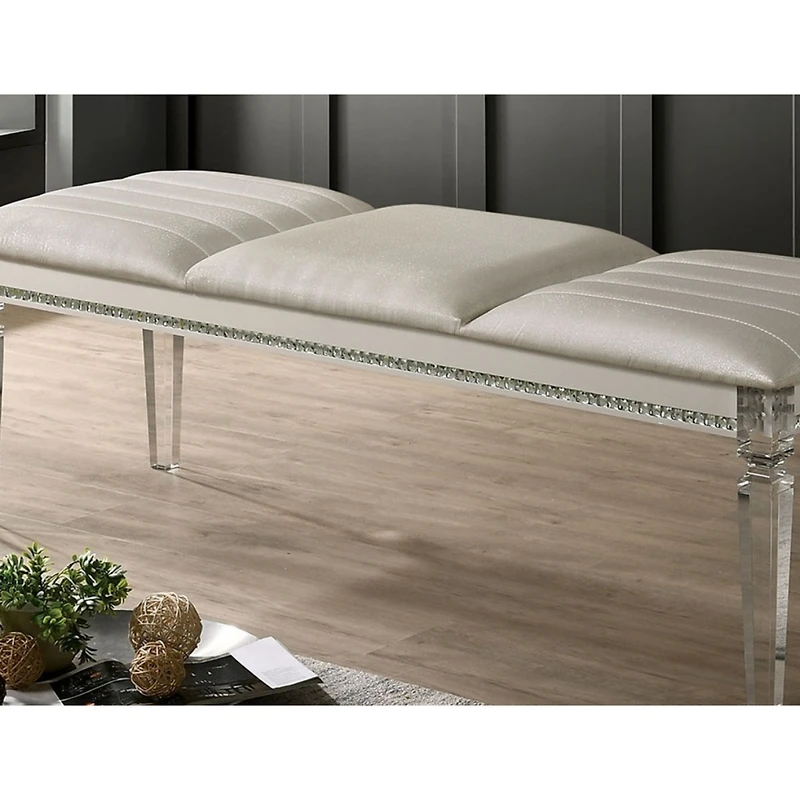 Simplie Fun Solid Wood Bench with Crystal Accent