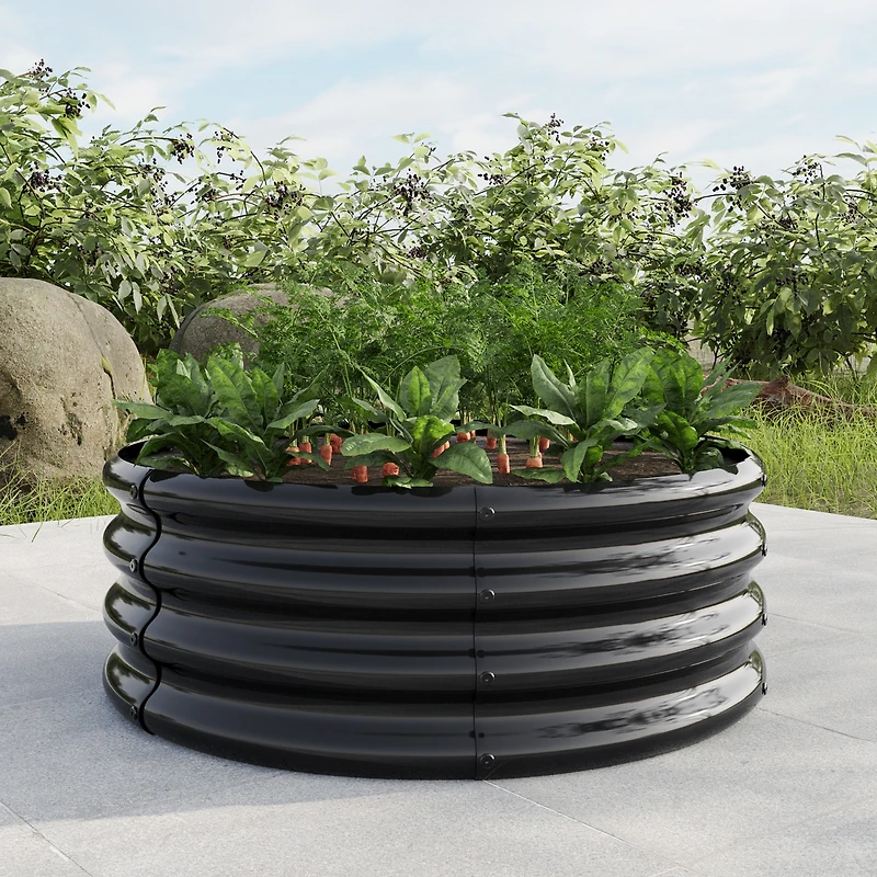 32.08"11.4" Tall Round Raised Garden Bed,Metal Raised Beds for Vegetables, Outdoor Garden Raised Planter Box, Backyard Patio Planter Raised