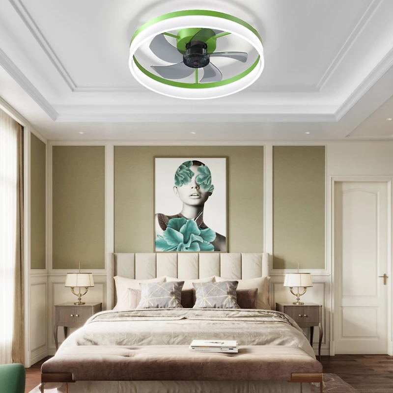 Streamdale Dimmable Led Ceiling Fans with Thin Modern Flushmount