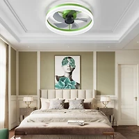 Streamdale Dimmable Led Ceiling Fans with Thin Modern Flushmount