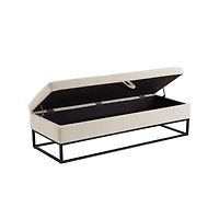 58.6" Bed Bench Metal Base with Storage Velvet