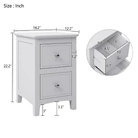 Streamdale 2 Drawers Solid Wood Nightstand End Table
