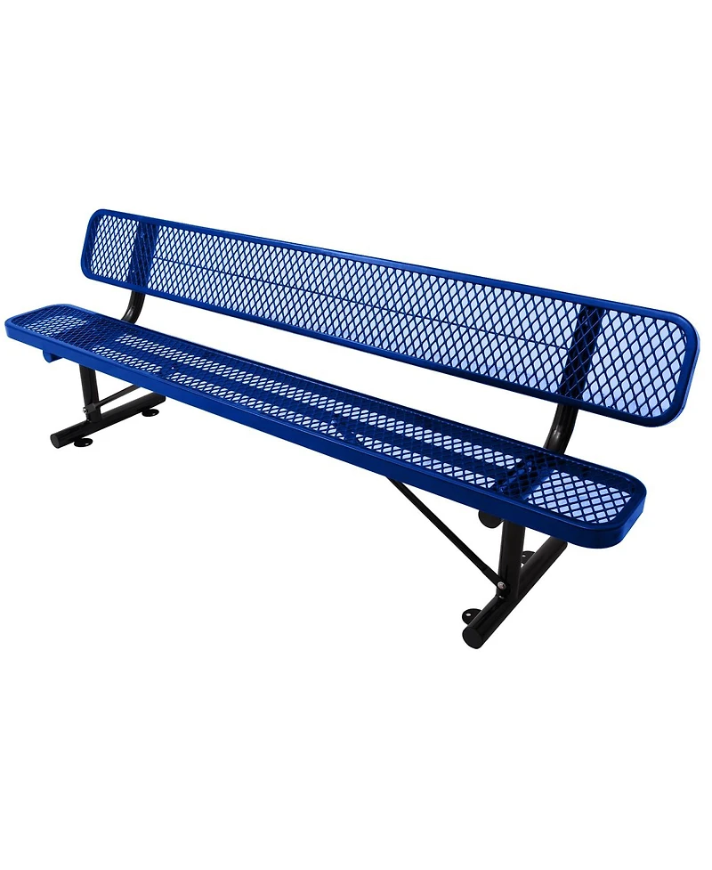 Simplie Fun 8 Ft. Outdoor Steel Bench With Backrest