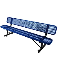 Simplie Fun 8 Ft. Outdoor Steel Bench With Backrest