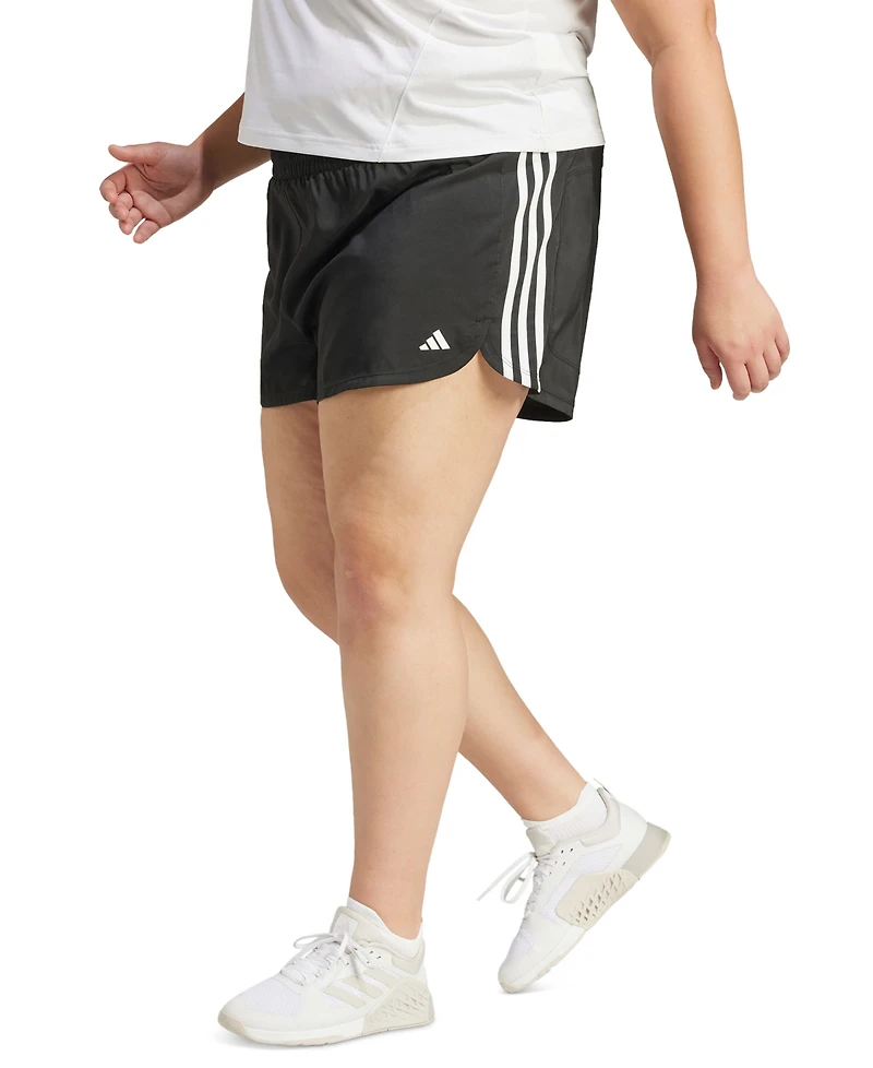 adidas Plus Size Pacer Training 3-Stripes Woven High-Rise Shorts
