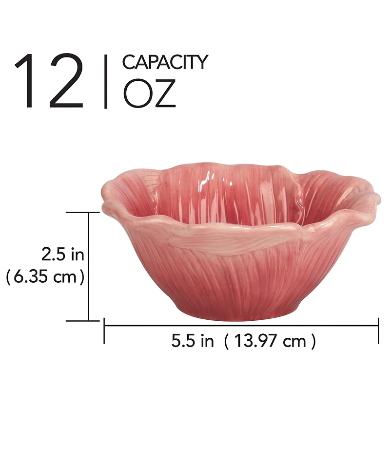 Certified International Hummingbirds Set of 4 3-d Floral Ice Cream Bowls, 4 Asst