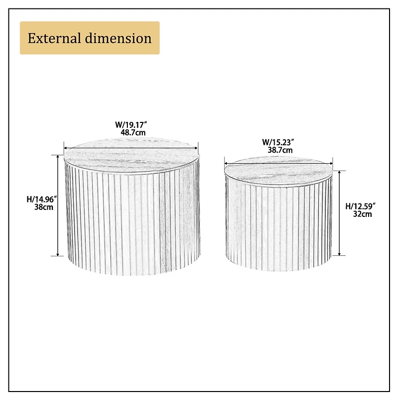 Streamdale Furniture Nested Table Set 2 Pieces, Mdf Coffee Table Set Living Room/Lounge Area, Black