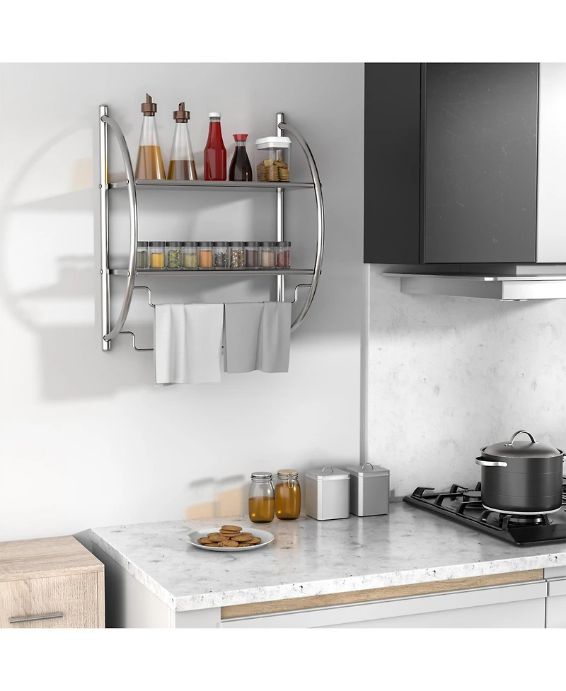 Slickblue 2-Tier Wall Mount Shower Organizer Towel Storage Rack