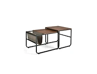 Set of 2 Nesting Coffee Tables with Side Pocket for Living Room Bedroom-Rustic Brown