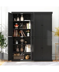 Slickblue Buffet Cabinet with 6-Tier Shelves and 4 Doors