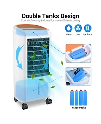 Yescom Evaporative Air Cooler 65W Portable Cooling Fan with Humidifier 3 Speeds & 12H Timer Remote Control 2 Water Tanks & 4 Ice Packs for Home Bedroo
