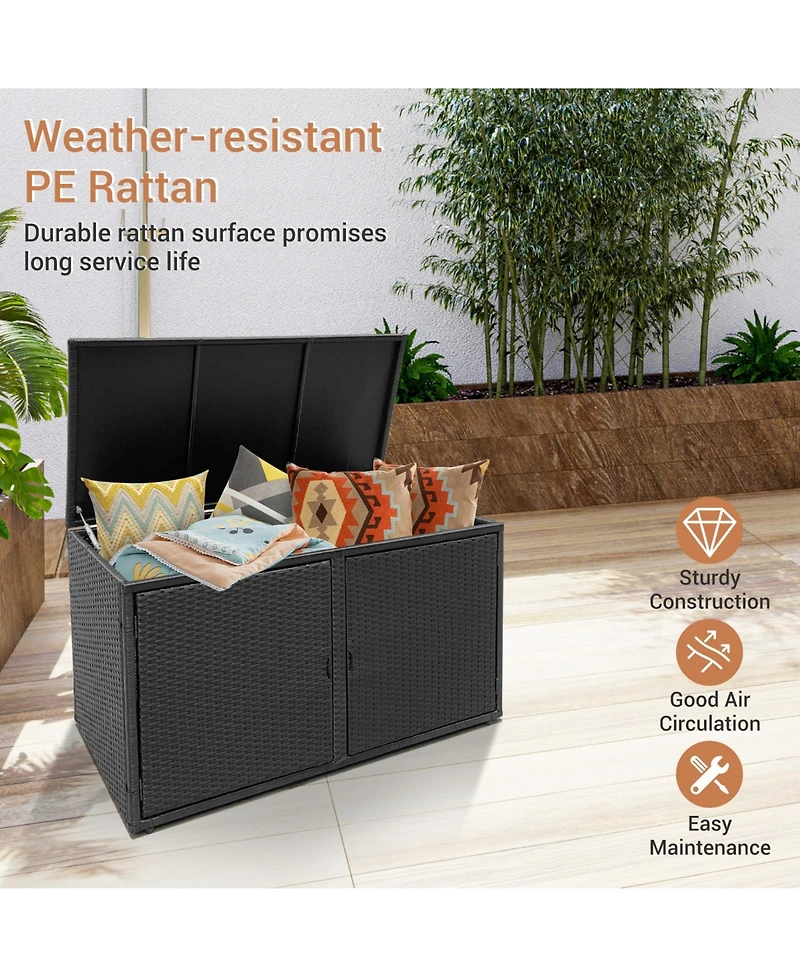 Slickblue 88 Gallon Garden Patio Rattan Storage Container Box