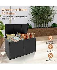 Slickblue 88 Gallon Garden Patio Rattan Storage Container Box