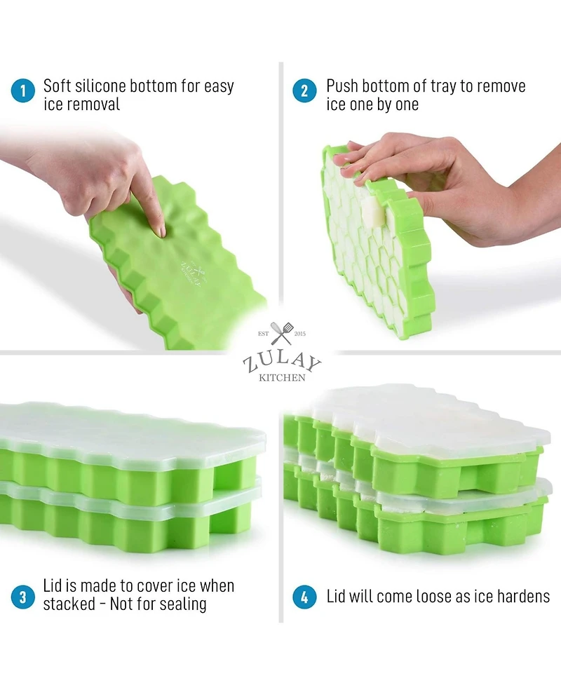 Zulay Kitchen Honeycomb Shaped Silicone Ice Cube Tray - 2 Pc.