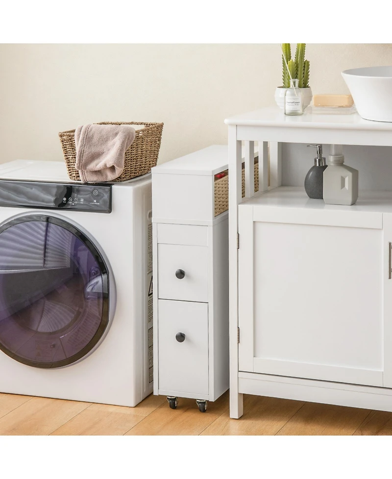 Slim Bathroom Storage Cabinet with 2 Slide Out Drawers