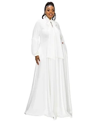 L I V D Plus Bella Donna Dress with Ribbon and Bishop Sleeves