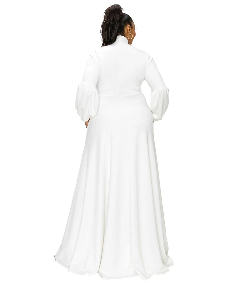 L I V D Plus Bella Donna Dress with Ribbon and Bishop Sleeves