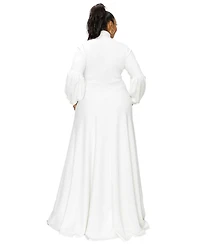 L I V D Plus Bella Donna Dress with Ribbon and Bishop Sleeves