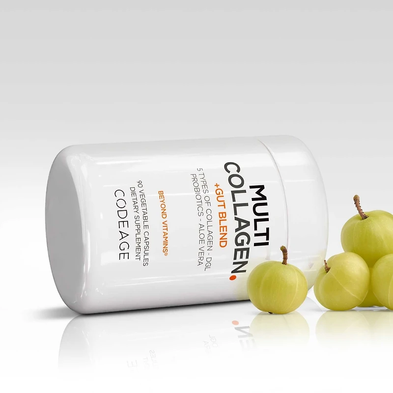 Codeage Multi Collagen + Gut Blend Supplement - Digestive Probiotics, Dgl Licorice, Aloe Vera, Organic Peppermint Leaf, Slippery Elm