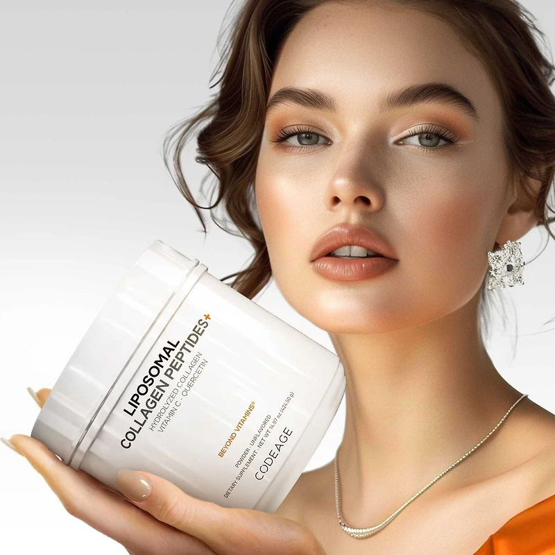 Codeage Liposomal Collagen Peptides Powder + Vitamin C & Quercetin Phytosome, Phospholipid Complex, Grass-Fed Pasture-Raised Hydrolyzed Collagen Type