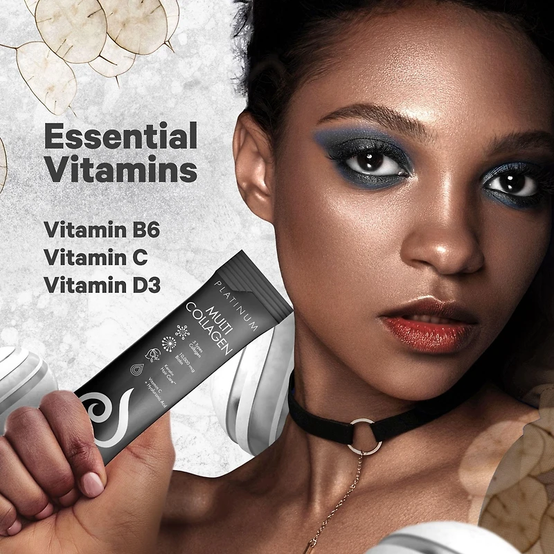 Codeage Multi Collagen and Biotin 10,000 mcg + Vitamin C, B6 & D3, Keratin, Hyaluronic Acid, Niacin, 18 Amino Acids - Stick Packs Supplement