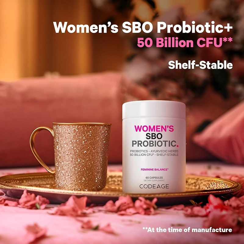 Codeage Women's Probiotics Supplement - 50 Billion CFUs - Sbo Probiotics & Prebiotics - Cranberries - Feminine Health