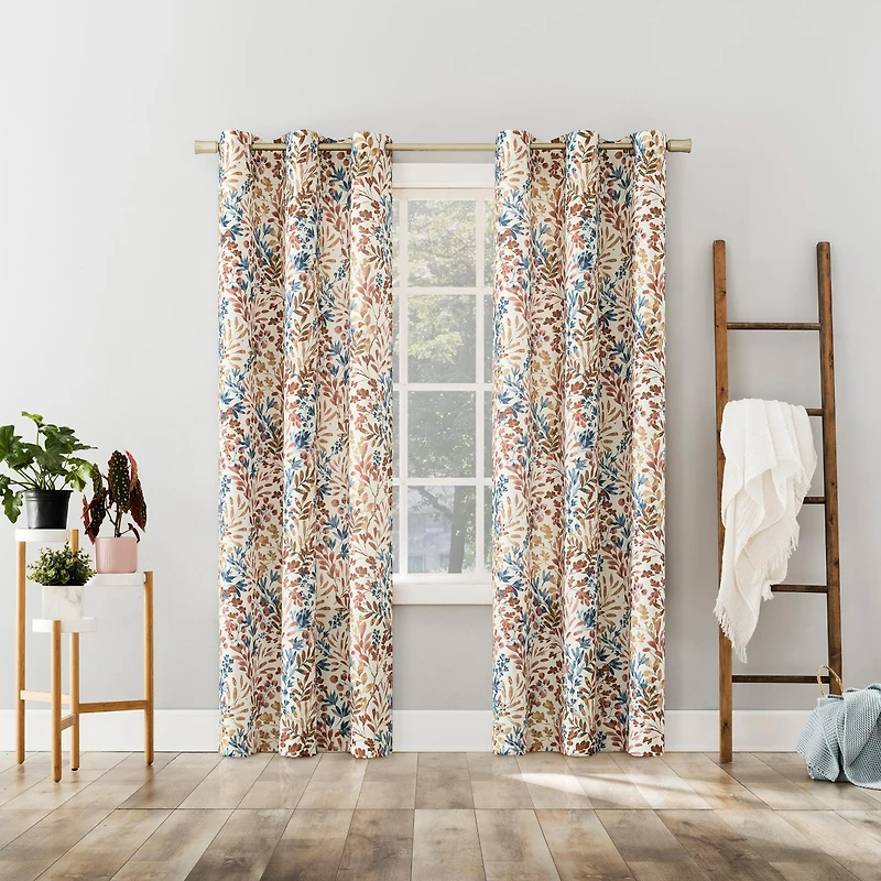 Amelie Botanical Print Room Darkening Grommet Curtain Panel