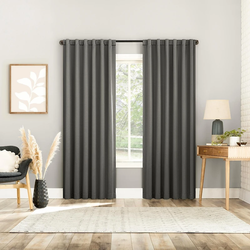 Aria Magnetic Closure Theater Grade 100% Blackout Back Tab Curtain Panel Pair
