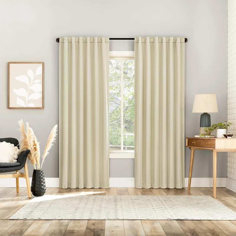 Aria Magnetic Closure Theater Grade 100% Blackout Back Tab Curtain Panel Pair