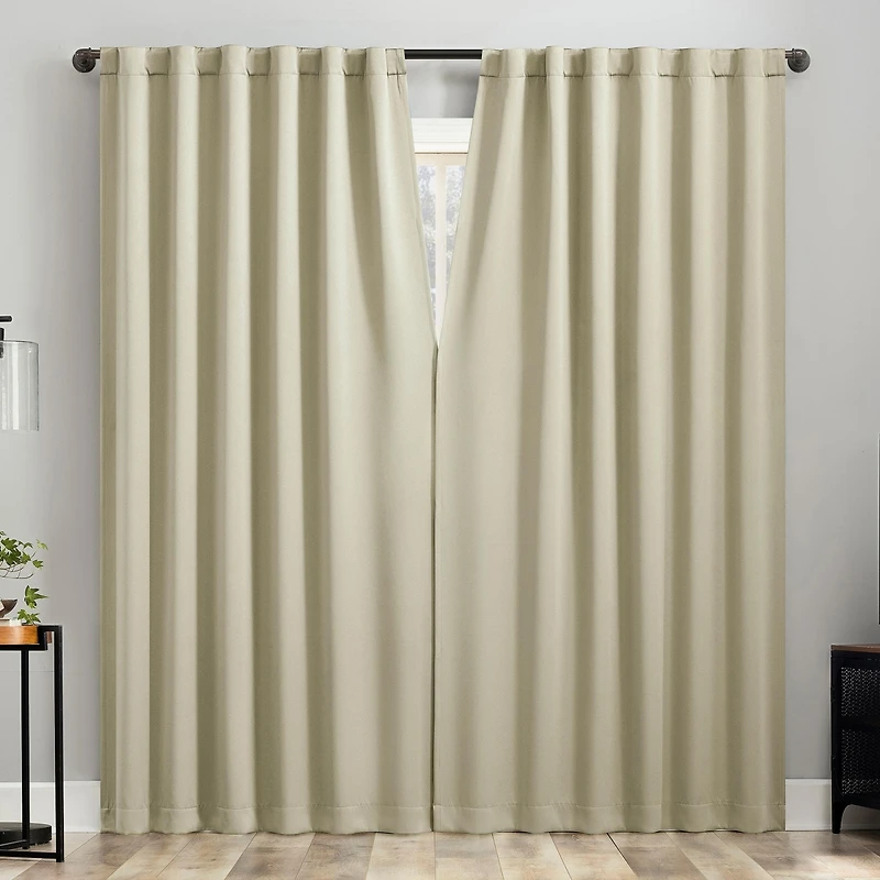 Aria Magnetic Closure Theater Grade 100% Blackout Back Tab Curtain Panel Pair