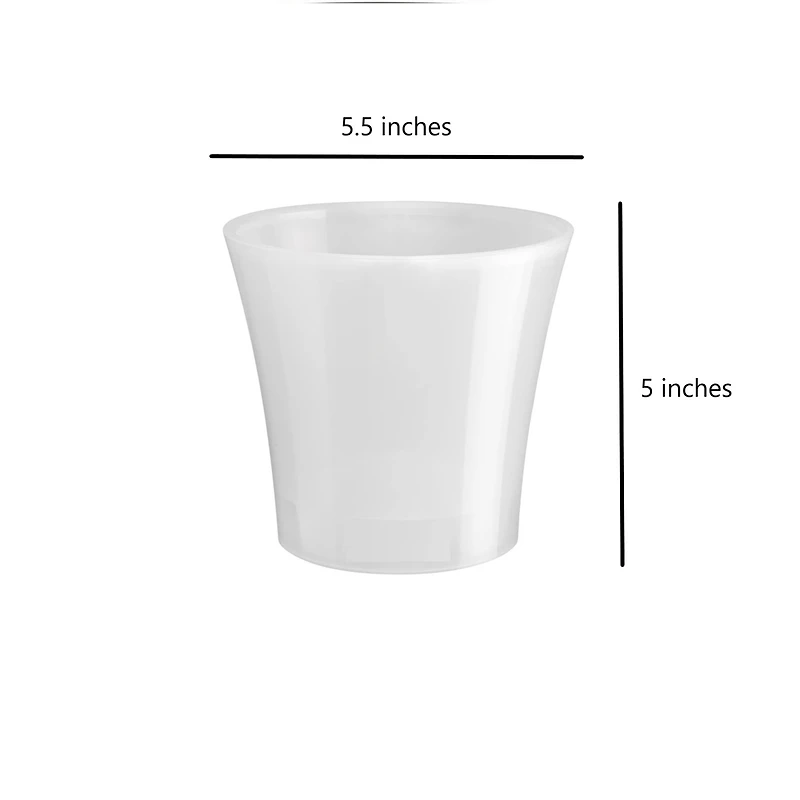 Decopots Plastic Round Modern Flower Pot with Drainage Planter, White Purple, 6.5in