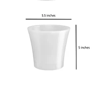 Decopots Plastic Round Modern Flower Pot with Drainage Planter, White Purple, 6.5in