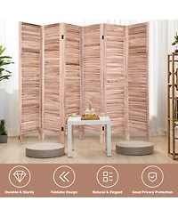 Slickblue 6 Panels Classic Venetian Wooden Slat Room Screen