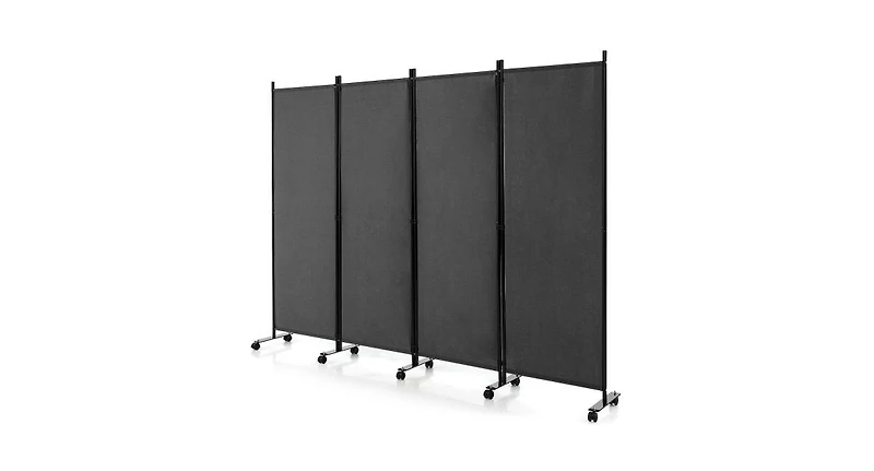 Slickblue 4-Panel Folding Room Divider 6 Feet Rolling Privacy Screen with Lockable Wheels