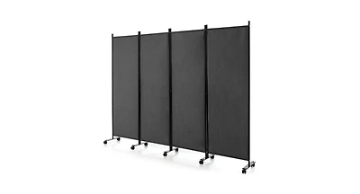 Slickblue 4-Panel Folding Room Divider 6 Feet Rolling Privacy Screen with Lockable Wheels