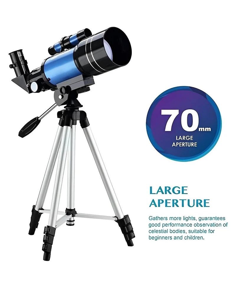 Sugift Telescope 70mm Aperture 400mm Az Mount Telescope with Stand and Phone Adapter for Kids