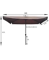 Simplie Fun 10 X 6.5FT Rectangular Patio Umbrella Outdoor Market Umbrellas With Crank And Push Button