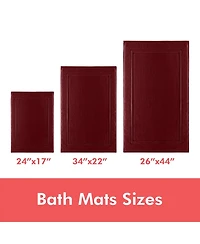 Soft & Absorbent Luxury Cotton Bath Mat 44" x 26 " - 2 Pack