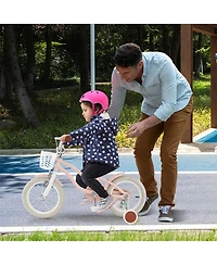 Gymax 14'' Kids Bicycle Children's Training w/ Removable Wheels & Basket Purple